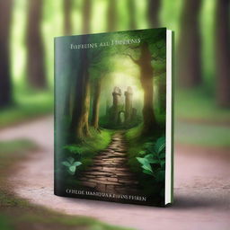 Create a captivating book cover featuring an enchanting forest with a mysterious pathway leading to an ancient castle