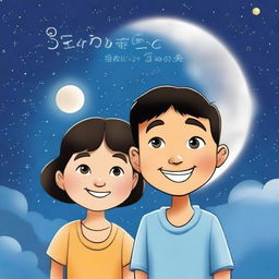 Create a cartoon image for the front page of a children's book titled 'The Moon's Big Secret'