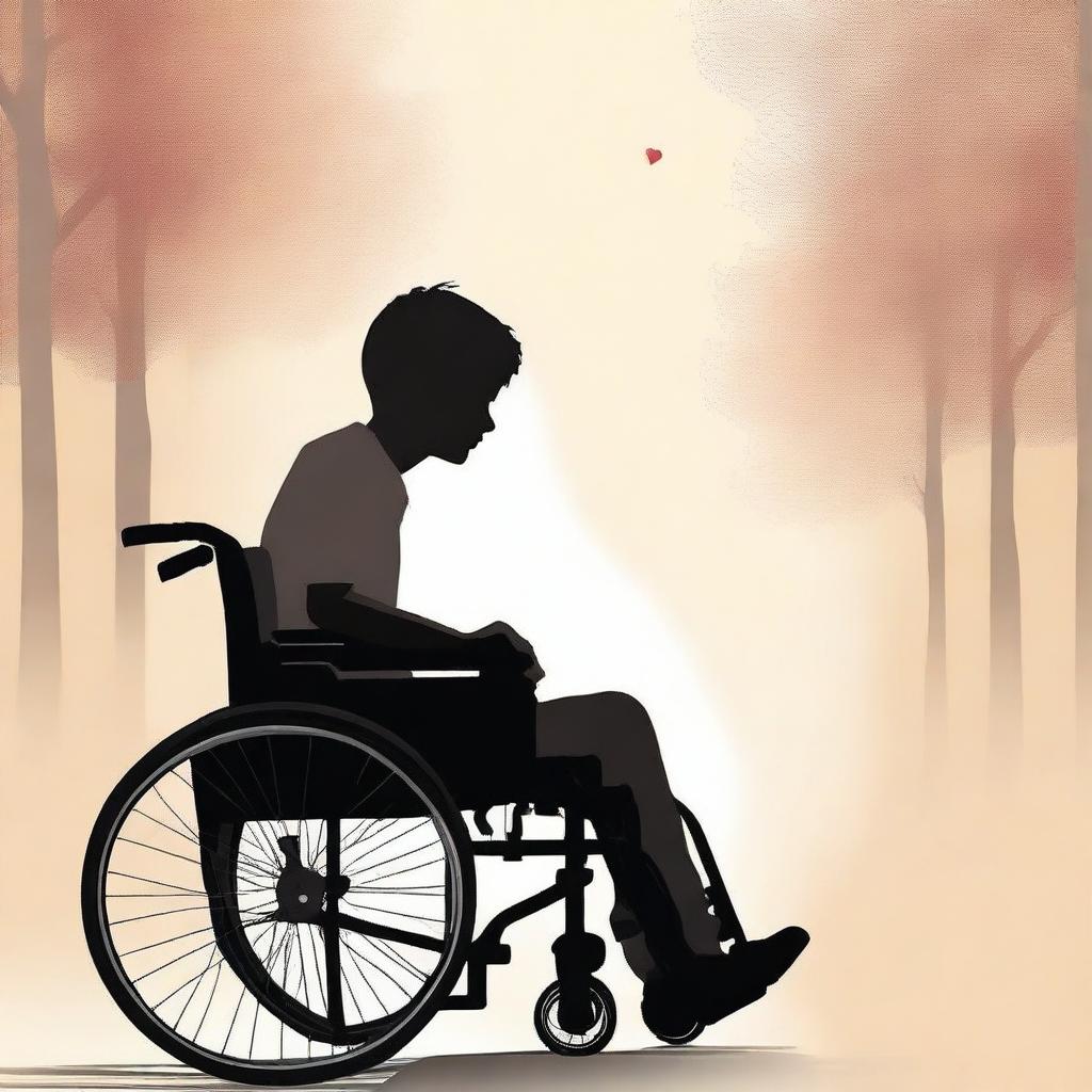 Create a book cover for a romantic story about a boy in a wheelchair and his healthy girlfriend