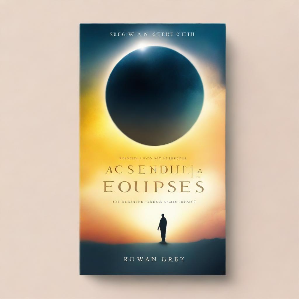 Create a book cover with the title 'Ascending Over Eclipses: A Journey of Resilience, Reflection and Recovery' by Rowan Grey