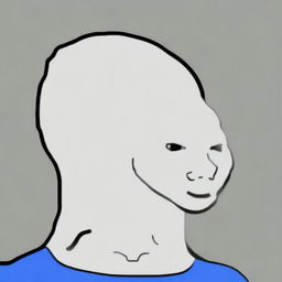 Create an image featuring Wojak, the popular internet meme character, with a neutral expression