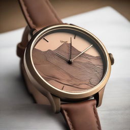 Create a detailed image of a wristwatch inspired by the Great Rift Valley