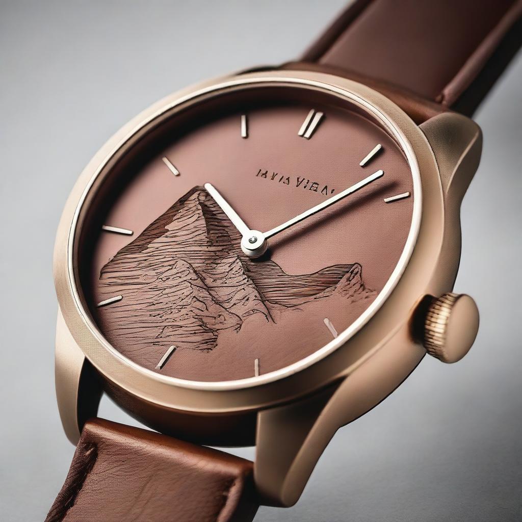 Create a detailed image of a wristwatch inspired by the Great Rift Valley