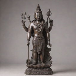 A serene and detailed statue of Lord Shiva standing in silence, balancing tranquility and power in perfect symmetry.