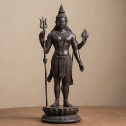 A serene and detailed statue of Lord Shiva standing in silence, balancing tranquility and power in perfect symmetry.