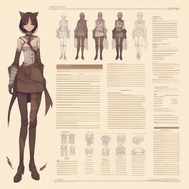 Create a detailed character sheet adopt featuring a non-human character