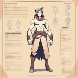 Create a detailed character sheet adopt featuring a non-human character