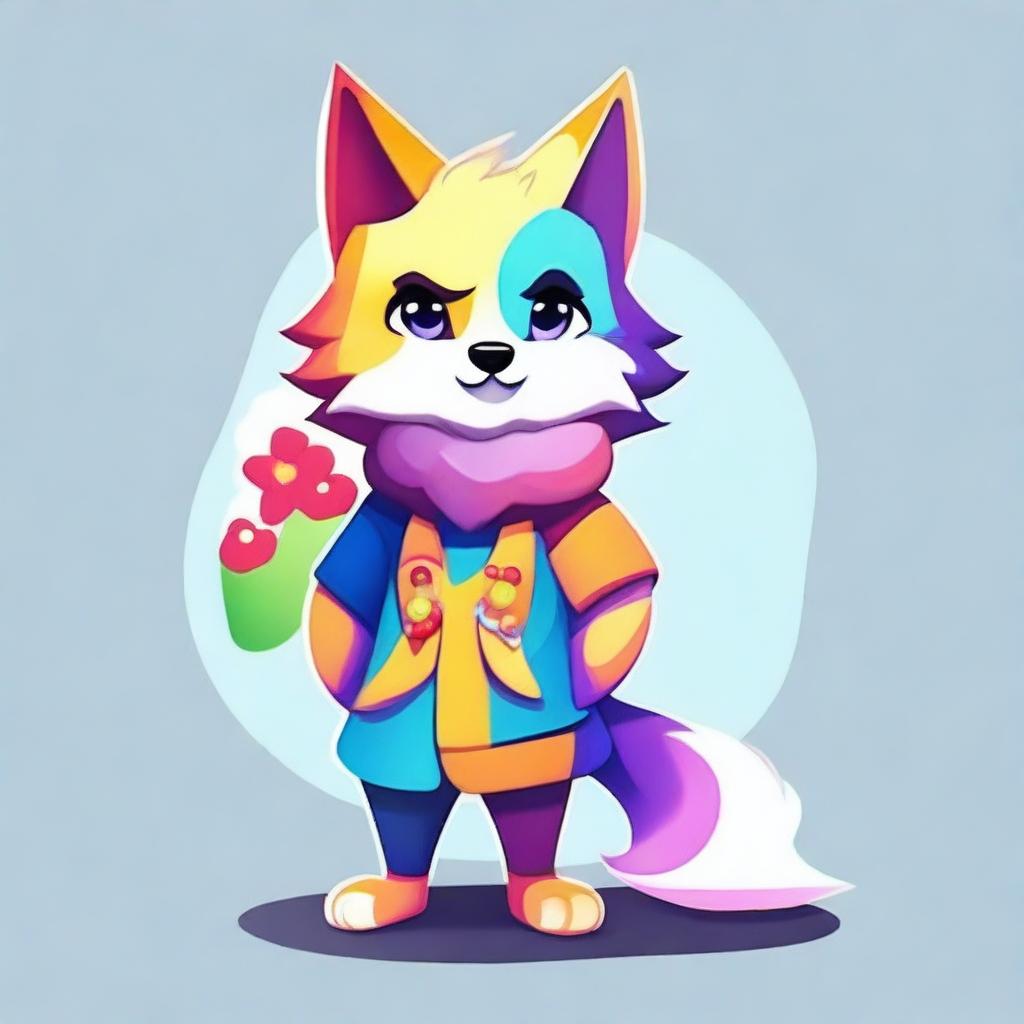 Create a character adopt in a stylized and colorful furry art style