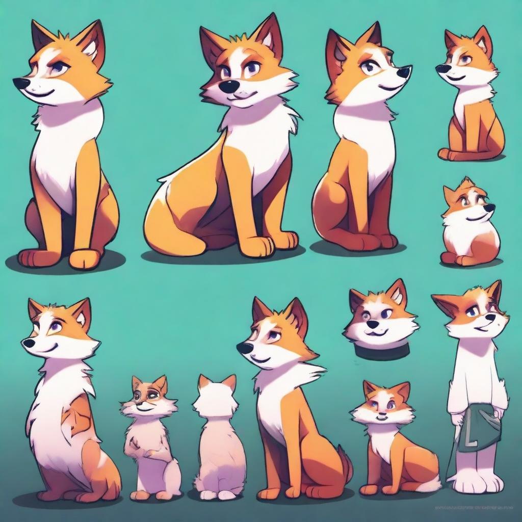 Create a character adopt sheet in a stylized furry art style