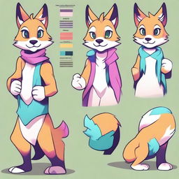 Create a character adopt sheet in a stylized furry art style