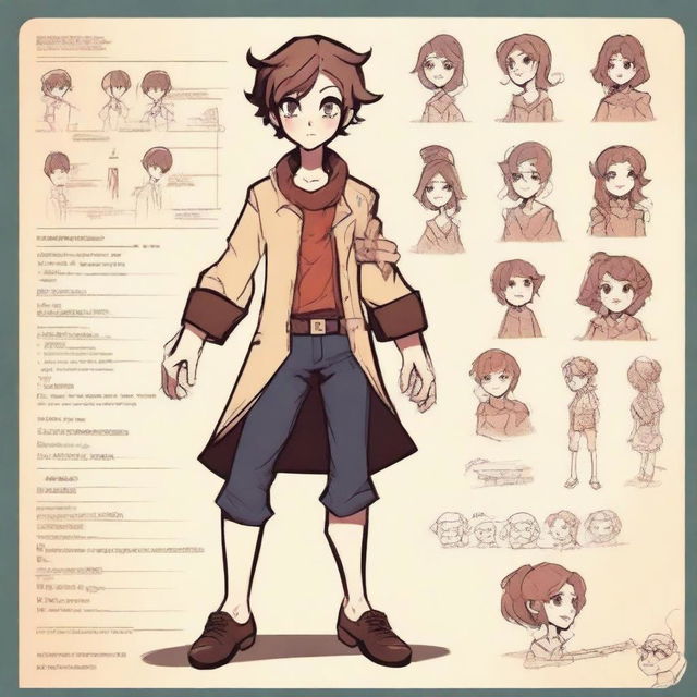 Create a character adopt sheet in a stylized art style featuring a non-human looking character