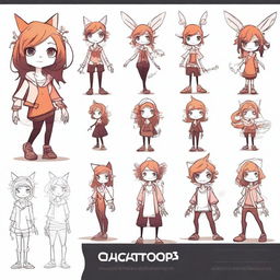 Create a character adopt sheet in a stylized art style featuring a non-human looking character