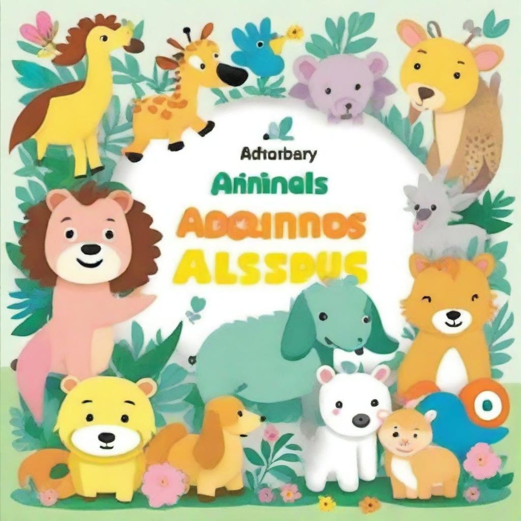 Create a cover page with the title 'Animals Alphabet A to Z Coloring Book For Kids