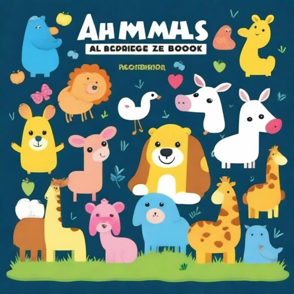 Create a cover page with the title 'Animals Alphabet A to Z Coloring Book For Kids