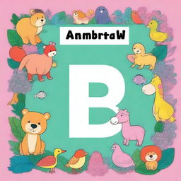 Create a cover page with the title 'Animals Alphabet A to Z Coloring Book For Kids