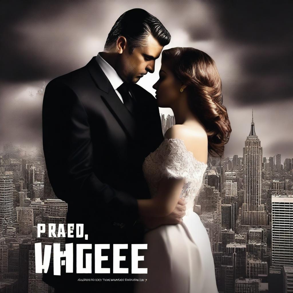 Create a book cover featuring a dramatic and intense scene of a woman marrying a mafia boss