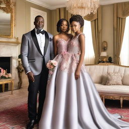 A 50-year-old Nigerian man in a fancy mansion with his light-skinned 18-year-old daughter and 23-year-old daughter