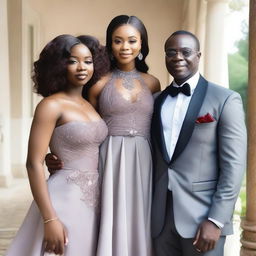 A 50-year-old Nigerian man in a fancy mansion with his light-skinned 18-year-old daughter and 23-year-old daughter