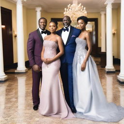 A 50-year-old Nigerian man in a fancy mansion with his light-skinned 18-year-old daughter and 23-year-old daughter