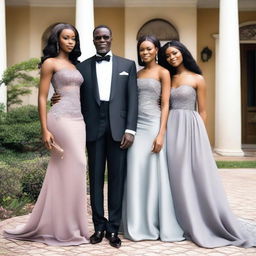 A 50-year-old Nigerian man in a fancy mansion with his light-skinned 18-year-old daughter and 23-year-old daughter