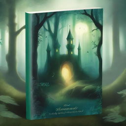 A captivating book cover featuring an enchanting forest with a mystical aura, a hidden path leading to an ancient castle in the distance, and a hint of magical creatures peeking through the foliage