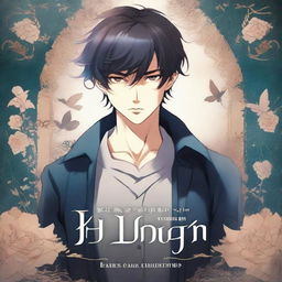 A beautifully illustrated book cover image for a novel, featuring a single male anime character