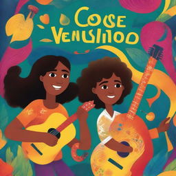 Cover art for the book 'As cores do vento': Elena, a skillful artist, and Gabriel, a nature-inspired musician, meet in a vibrant scene