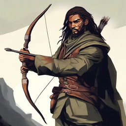 Create an image of a male ranger with a bow and arrow