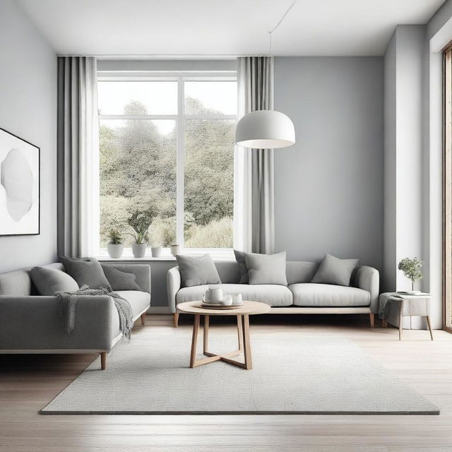 Create a minimalist interior design with a Scandinavian style