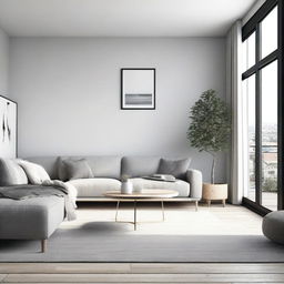 Create a minimalist interior design with a Scandinavian style