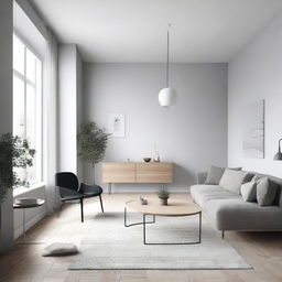 Create a minimalist interior design with a Scandinavian style