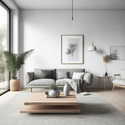 Create a minimalist interior design with a Scandinavian style