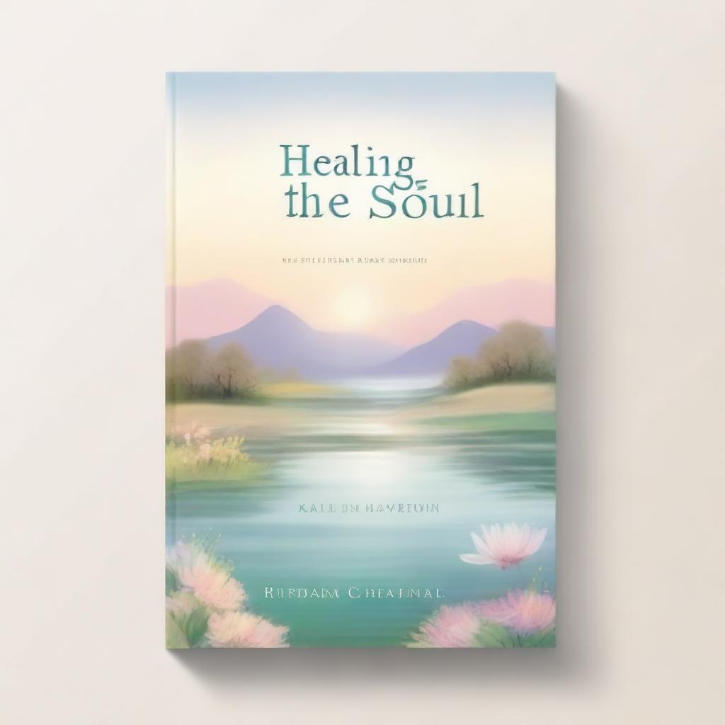 A serene and calming book cover featuring a peaceful landscape with soft pastel colors