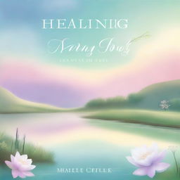 A serene and calming book cover featuring a peaceful landscape with soft pastel colors