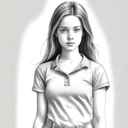 A highly detailed and realistic pencil sketch of a girl standing