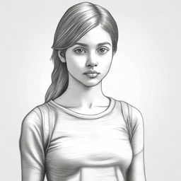 A highly detailed and realistic pencil sketch of a girl standing