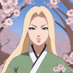 A detailed illustration of Tsunade, a character from the Naruto series