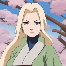 A detailed illustration of Tsunade, a character from the Naruto series