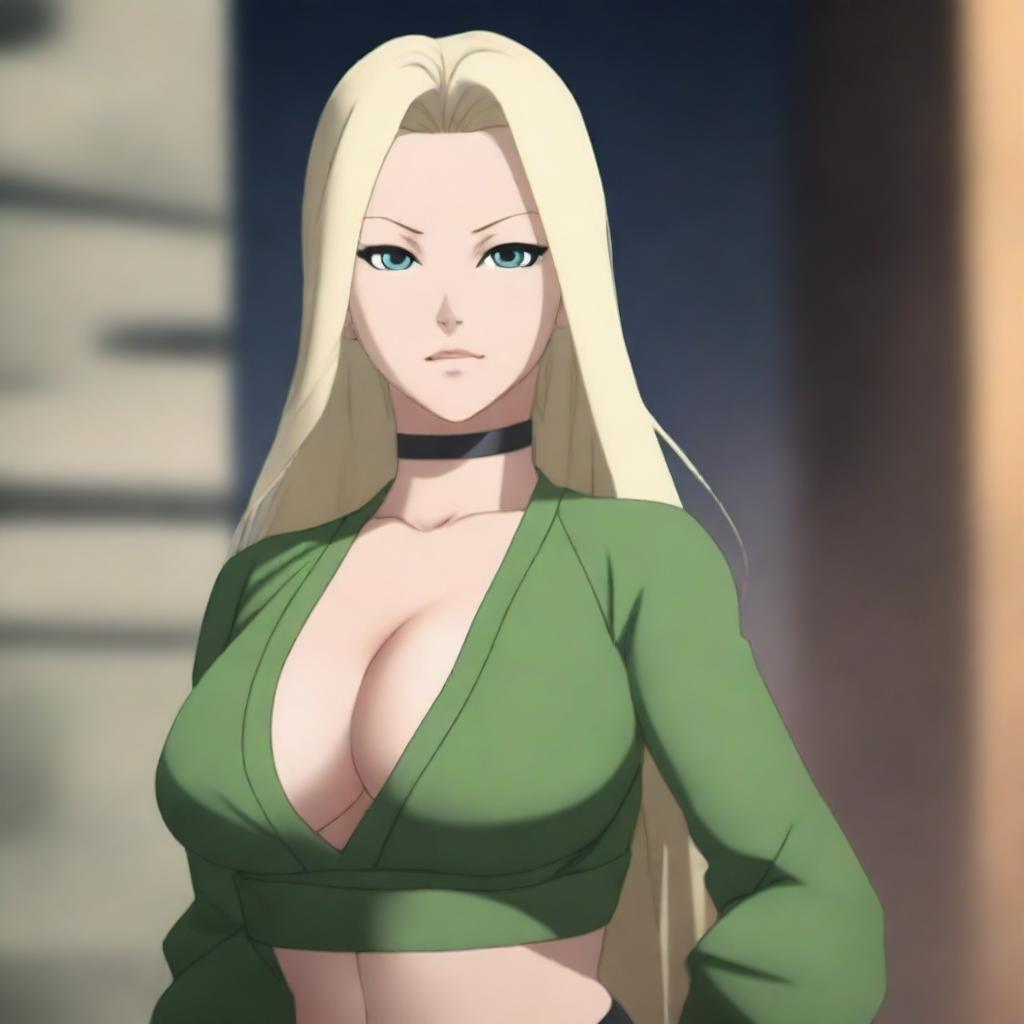 A hyper-realistic illustration of Tsunade, a character from the Naruto series