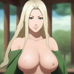 A hyper-realistic illustration of Tsunade, a character from the Naruto series