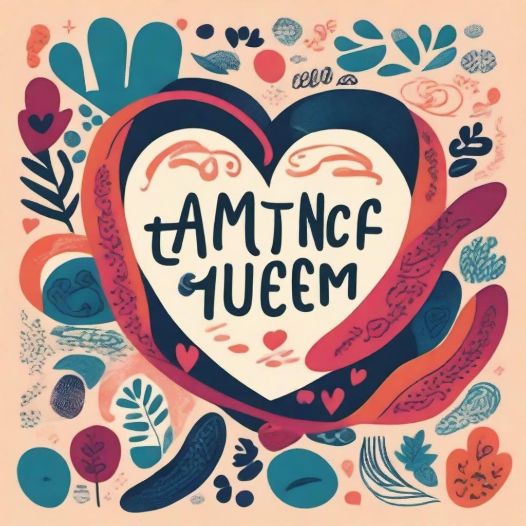 A vibrant and artistic illustration featuring the phrase 'AMOR NÃO É PARA QUEM QUER' in bold, elegant typography