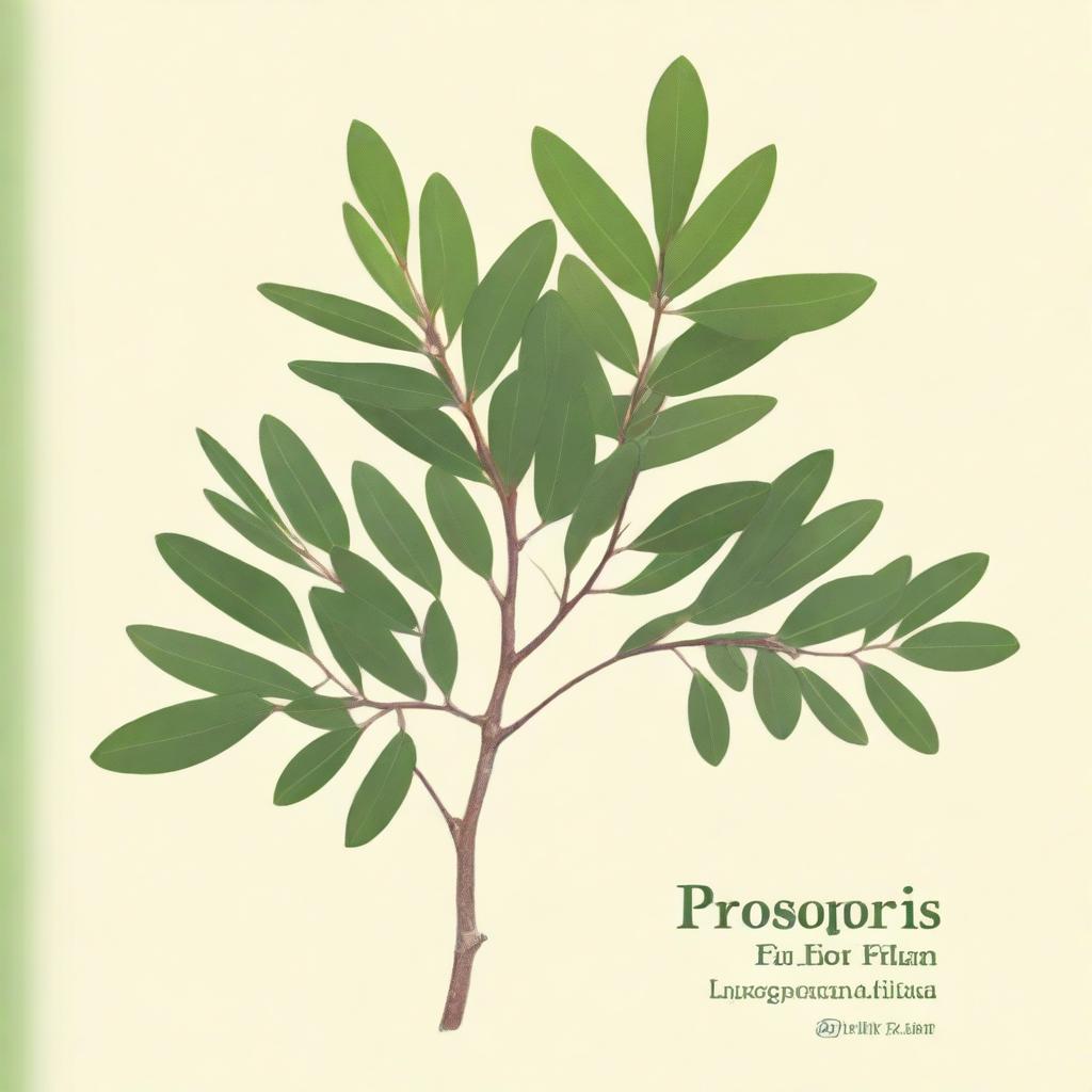 A book cover featuring the Prosopis pallida plant, highlighting the utilization of its various parts