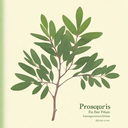 A book cover featuring the Prosopis pallida plant, highlighting the utilization of its various parts