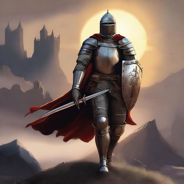 An intense illustration of a medieval traveling knight