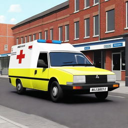 A detailed image of a UK ambulance based on the Citroën CX model