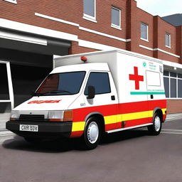 A detailed image of a UK ambulance based on the Citroën CX model