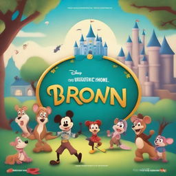 Create a Disney-style movie cover for a film titled 'Turning Brown'