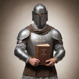 A full armor of God including a shirt and carrying a Bible