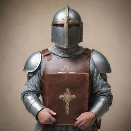 A full armor of God including a shirt and carrying a Bible