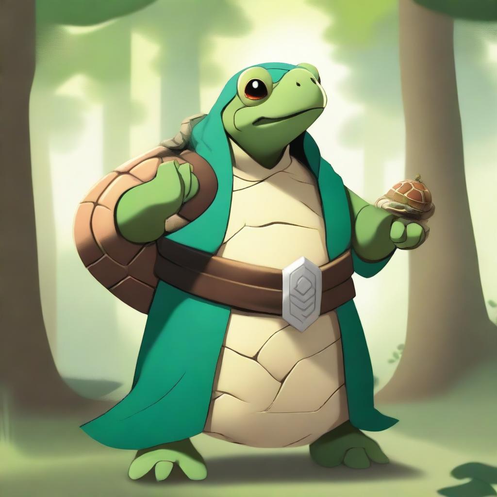 A cleric tortle wielding a greathammer made out of another tortle's shell